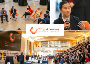 OC Pathwys logo in the middle of a collage of OC showcase and related images